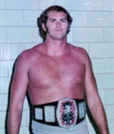 Ron Fuller wearing the Southern heavyweight title wrestling belt