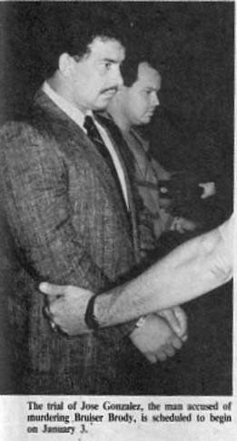 Jose Gonzales arriving at the trial of Bruiser Brody