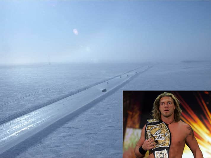 Graphic of a snow covered road with Edge overlayed in the corner holding a title belt