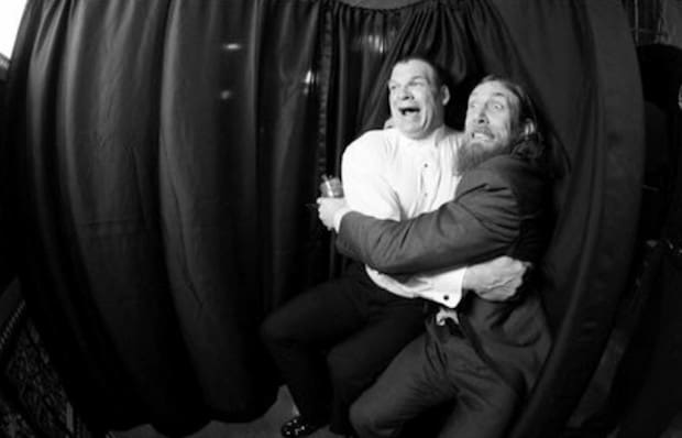 Kane and Daniel Bryan share a moment together in the photo booth before the 2013 Hall of Fame 
