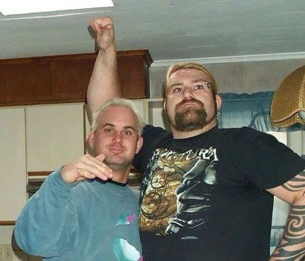 Chris Candido and Balls Mahoney at Ball's home just before the Chicken 'Balls' Mahoney incident!