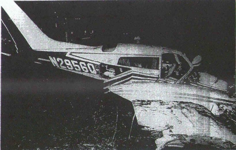 The aftermath of the plane crash which had Ric Flair, John Valentine, Bob Bruggers, Tim Woods and David Crocket on board, October 4, 1975.