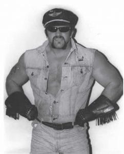 Joe 'Animal' Laurinaitis when he debuted as a single in Georgia as The Road Warrior in late 1982. Joe 'Animal' Laurinaitis when he debuted as a single in Georgia as The Road Warrior in late 1982 in a black leather hat and gloves with fringe