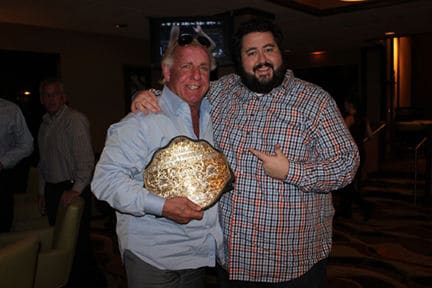 Conrad Thompson with Good Friend Rick Flair who is holding a title belt