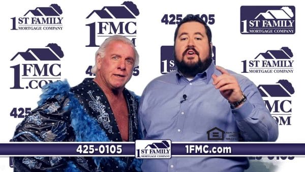  Conrad Thompson with Rick Flair in an ad for his Mortgage Company, 1st Family 1fmc. com
