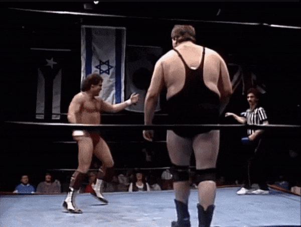 Tully Blanchard with a takedown on a young Ray Traylor (Big Boss Man). NWA World Championship Wrestling, February 9th, 1986.