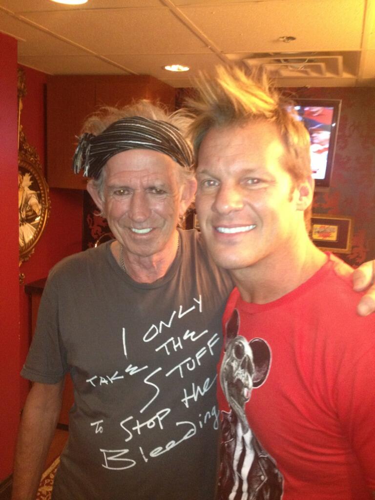 Chris Jericho meets Keith Richards of the Rolling Stones backstage at the Tonight Show With Jimmy Fallon.