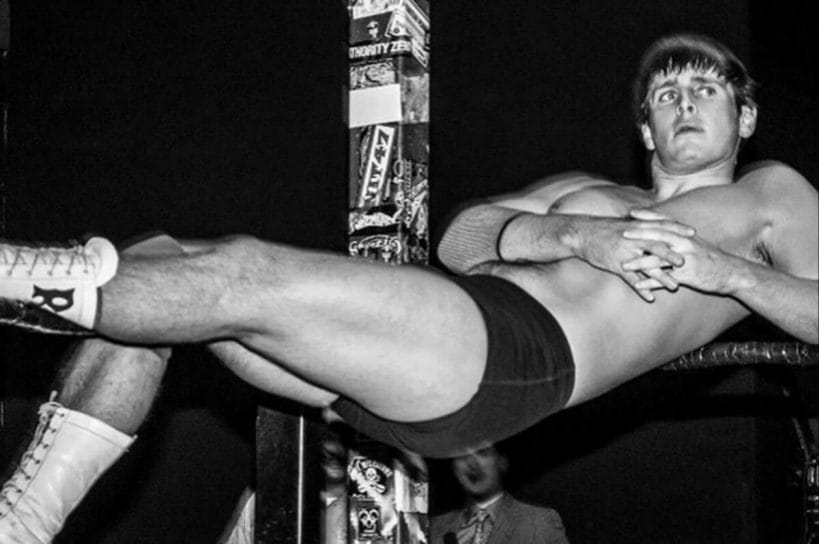 Reid Flair (courtesy of Charlotte's Instagram page) Black and white photo of Reid Flair resting against the ring ropes