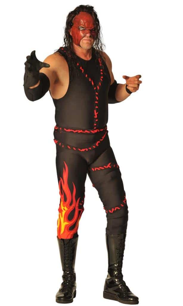 After a cracked fibula and five months off, Kane returned on the December 12th Raw in 2011, not only back to the WWE, but back to his mask. His new mask had red leather/burnt flesh like features, with wrinkles and creases, and his 