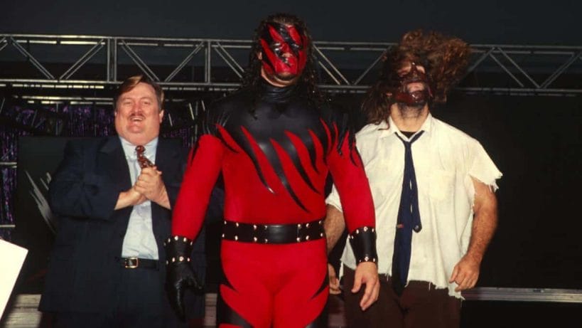 Paul Bearer, Kane, and Mankind Mick Foley at WWE Hell in a Cell pay-per-view in 1998