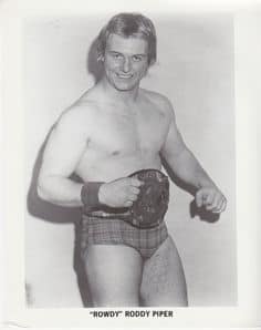An old black and white photo of 'Rowdy' Roddy Piper when he was younger