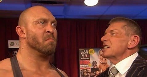 Ryback, seen here with Chairman and CEO of WWE, Vince McMahon, is one of only a few former employees making a stink publicly about the way workers are treated within the company.
