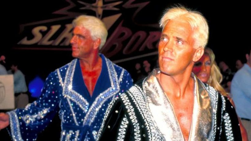 Ric Flair with Charles Robinson, aka Lil' Naitch at WCW's Slamboree pay-per-view in 1999. This storyline was a childhood dream come true for Robinson.