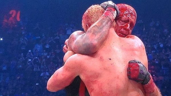 'I don't need a partner... I don't need a friend... I need my older brother!' Cody and Dustin Rhodes have an emotional (and bloody!) embrace at the culmination of their match at AEW's Double or Nothing pay-per-view.