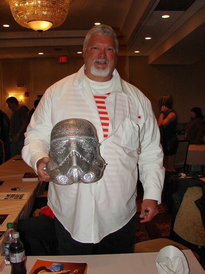 'The Shockmaster has been very good to me.' Fred Ottman at 2016's Kansas City Comic Con with the Shockmaster helmet in tow.
