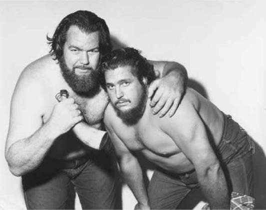 Black and white photo of wrestling tag team The Kentuckians, Grizzly Smith and Luke Brown