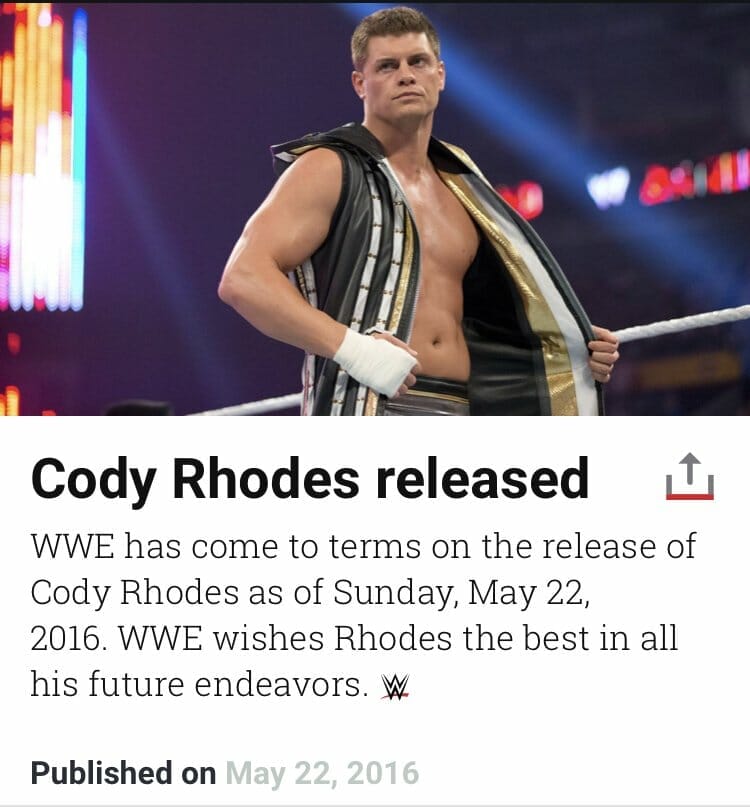 The AEW and WWE Conspiracy - Cody Rhodes released from WWE in 2016