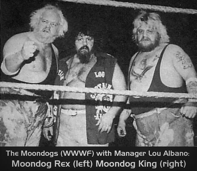 The first incarnation of The Moondogs (Rex and King in the WWF). Moondog Spot soon replaced King and teamed with Rex until 1987.