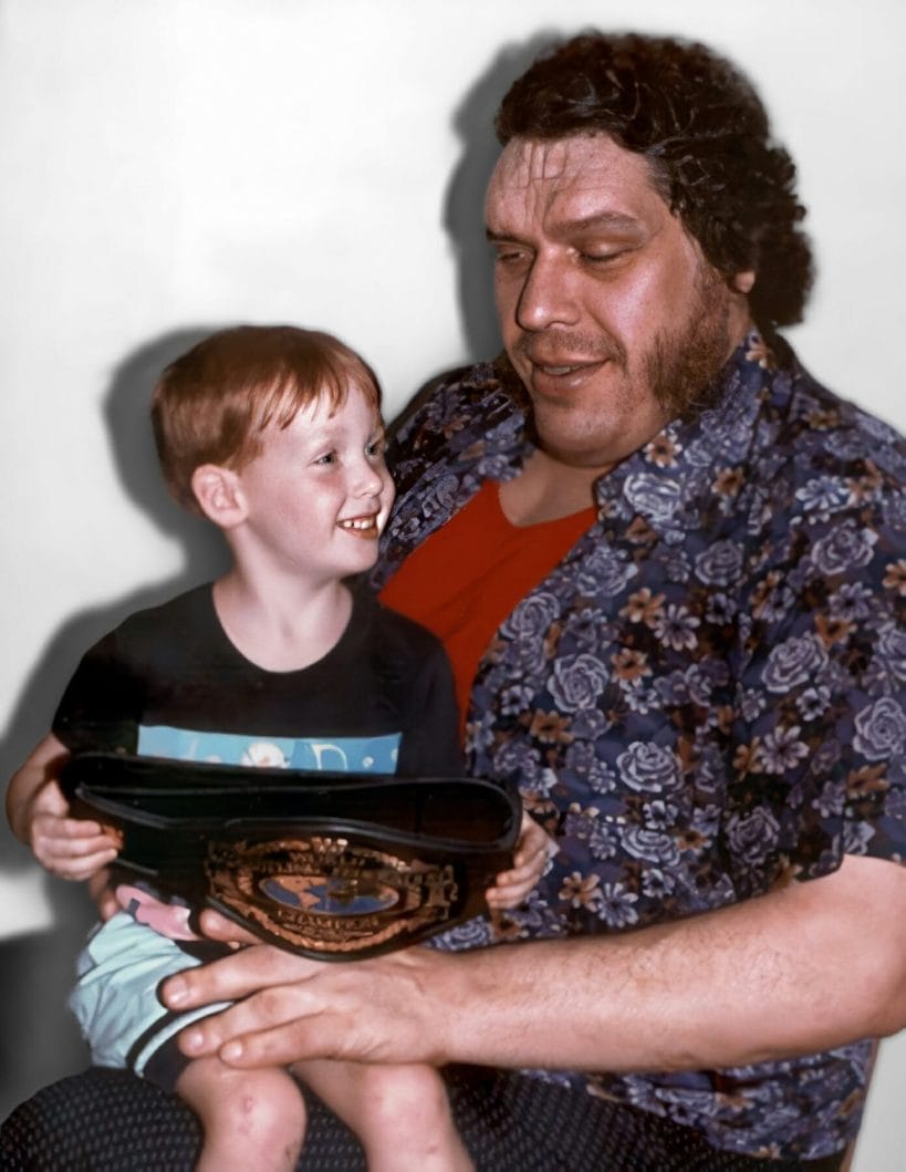 André the Giant with Daniel, the son of Percy Pringle (Paul Bearer).