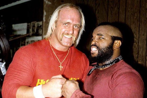 Hulk Hogan with the other star made by Rocky III, Lawrence Tureaud, a.k.a. Mr. T.