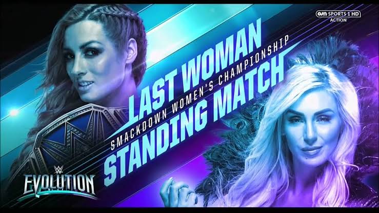 Becky Lynch vs Charlotte Flair. Match graphics for the record-breaking longest women's match on a WWE pay-per-view.