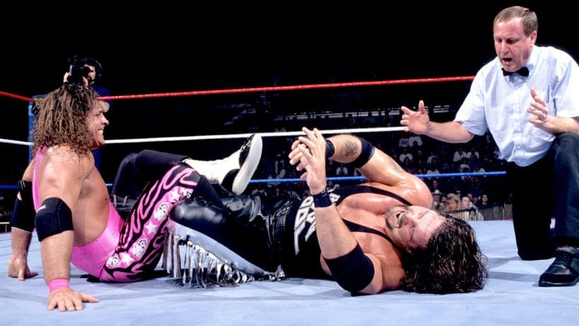 Bret Hart works the legs of Diesel at Survivor Series, November 19, 1995.