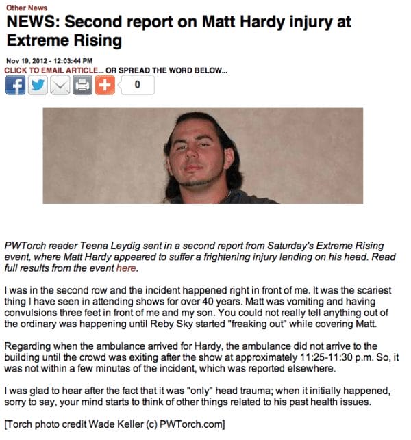 Matt Hardy Almost Dies | Remembering Remember November PWTorch’s article detailing the Matt Hardy incident