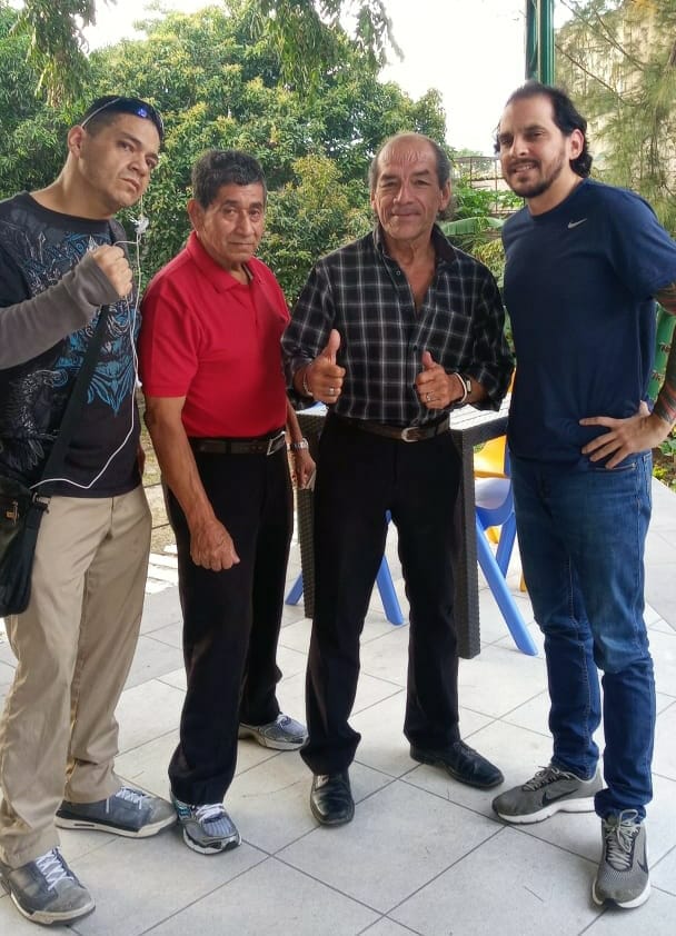 From left to right: José Guzman, Al Copetes, The Rayman, and I.