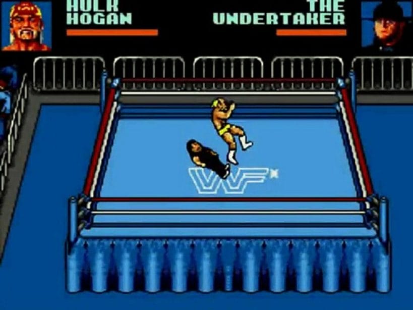 Sega Genesis - Every Wrestling Game Brought Back! Hulk Hogan drops a devastating elbow on Undertaker in WWF WrestleMania: Steel Cage Challenge for the Sega Master System.