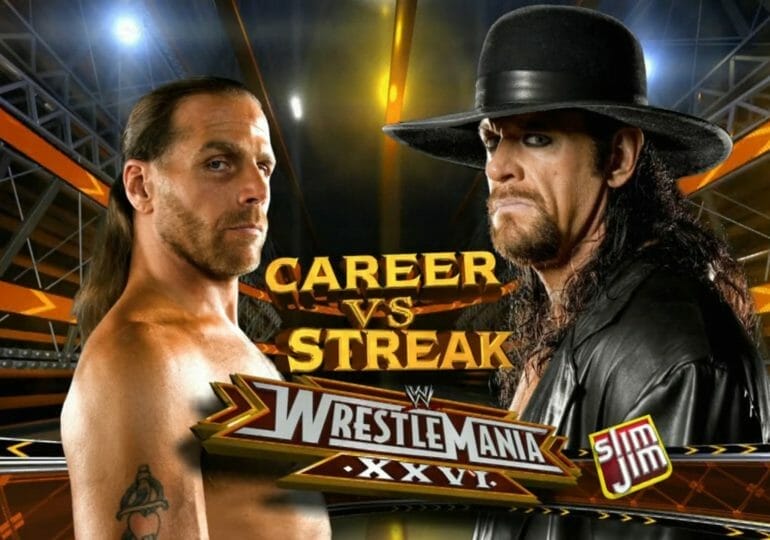 Shawn Michaels vs. The Undertaker, career vs. streak, almost didn't happen due to burns sustained to the Undertaker.