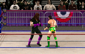 11 Times Mortal Kombat Inspired Professional Wrestling The Undertaker batters Razor Ramon with a cartoon tombstone in WrestleMania: The Arcade Game.