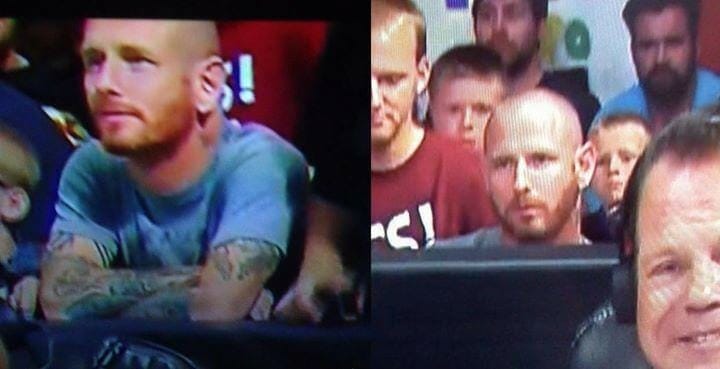 Corey Taylor enjoying Monday Night Raw after being gifted VIP tickets from Chris Jericho.