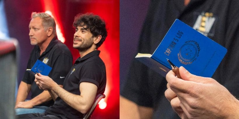 Star Trek and Wrestling - Times the Two Worlds Met! Tony Khan seen at ringside with his Star Trek Captain's Log notebook!