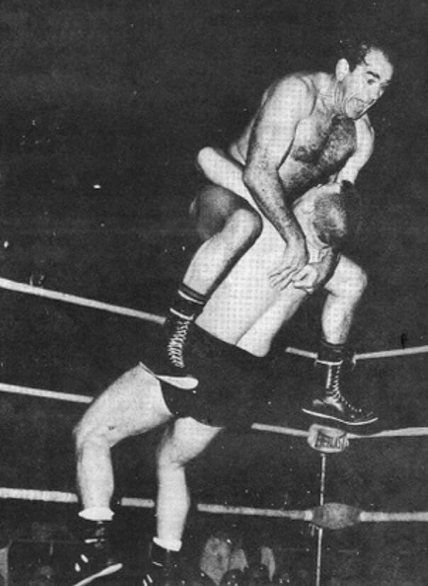 Lou Thesz hits the original Thesz Press on an opponent in the NWA.