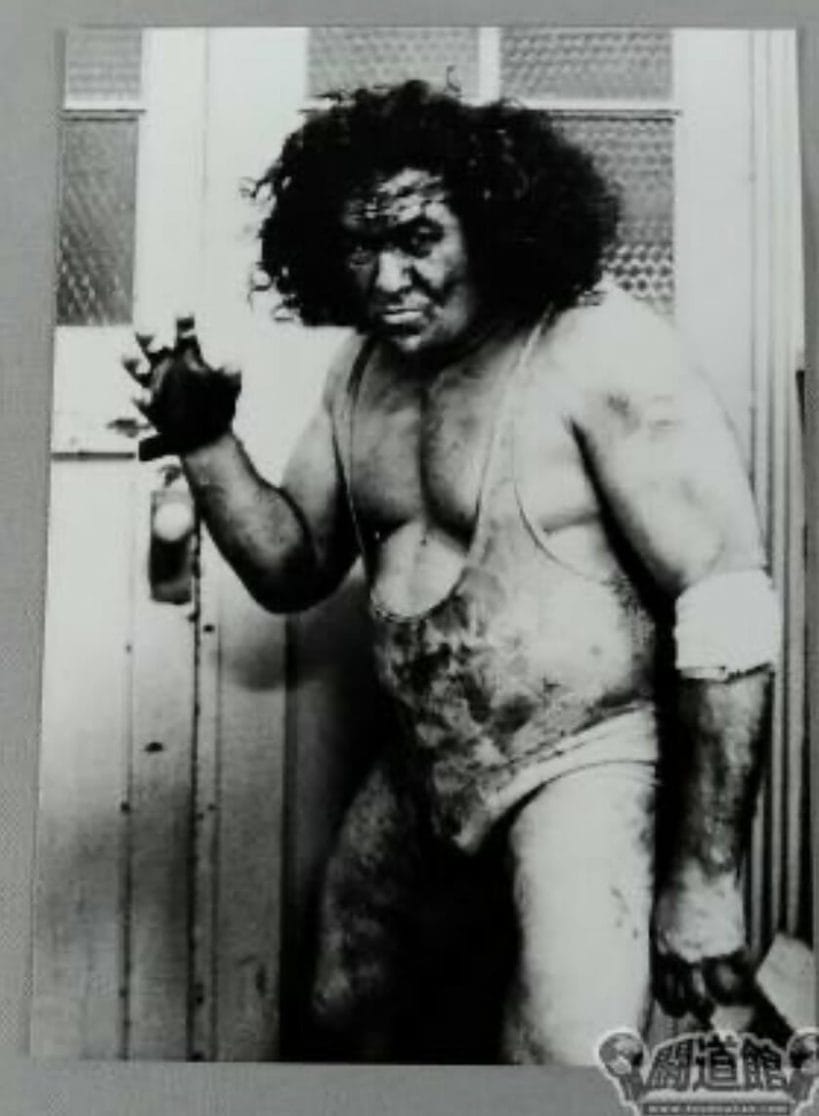 Gypsy Joe poses after a grueling match in Japan.